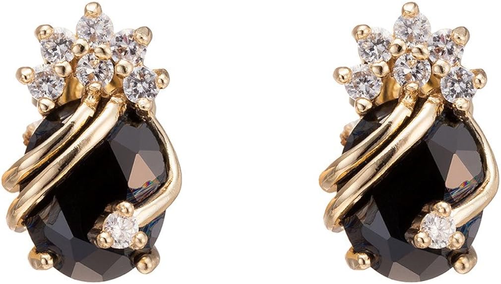 YAZILIND Elegant 18K Gold Plated Cubic Zirconia Multicolor Stud Earrings for Women