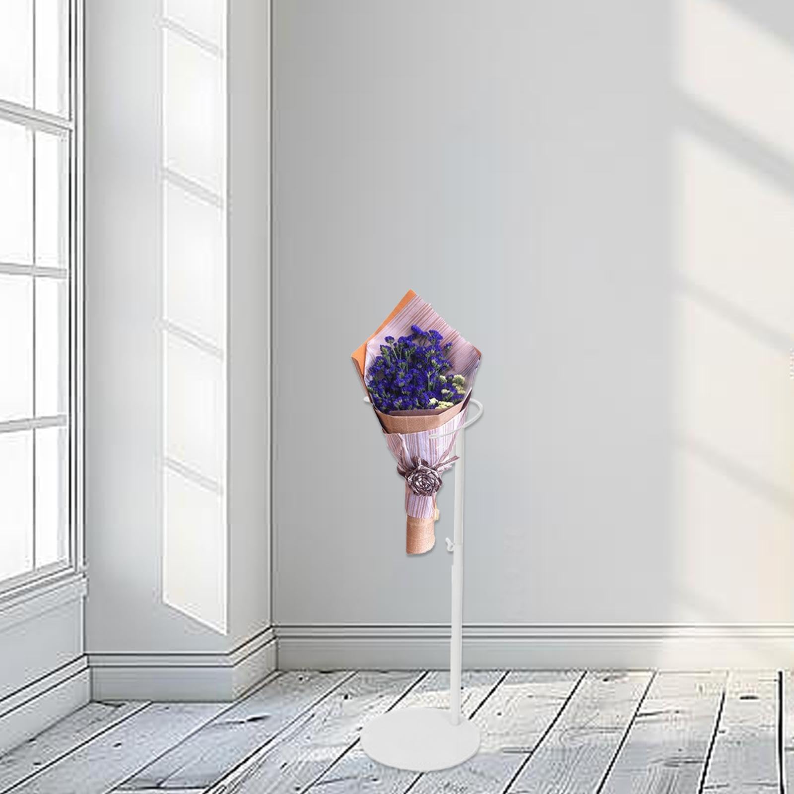Bouquet Display Ständer Blumenregal Eisen Robuste Fixierung Einstellbare Größe Desktop Halter Wiederverwendbarkeit für Restaurant Wohnzimmer Hochzeit, 32cm bis 60cm, Weiß
