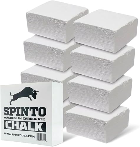 Spinto Fitness Chalk Block - Paquete de 8 tizas de carbonato de magnesio puro para agarre y control de humedad, levantamiento de pesas,