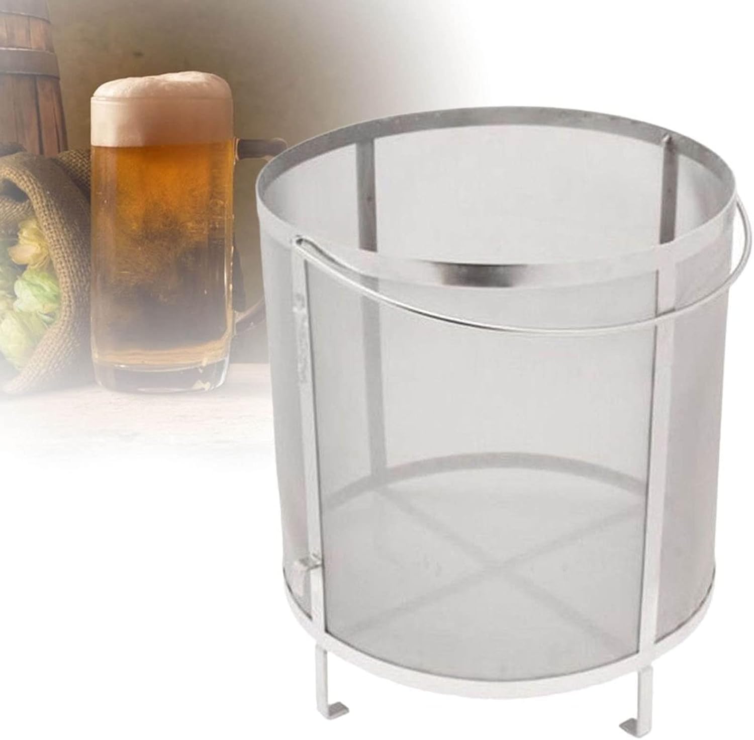 Filtro De Lúpulo Para Vino, Colador De Acero Inoxidable Extragrande, Filtro De Lúpulo Para Cerveza De 300 Micras, Araña De Lúpulo Con Soporte Para Lúpulo Casero, Cubo De Elaboración De Cerveza Y