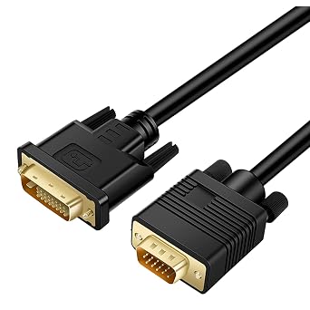 DVISources to VGA Display Cable 25ft, Uni-Directional DVI-D 24+1 to VGA Cord, Gold-Plated Connectors, 1080P Full HD for HDTV, PC, Host, Laptop, Monitor, Projector, Black Cable