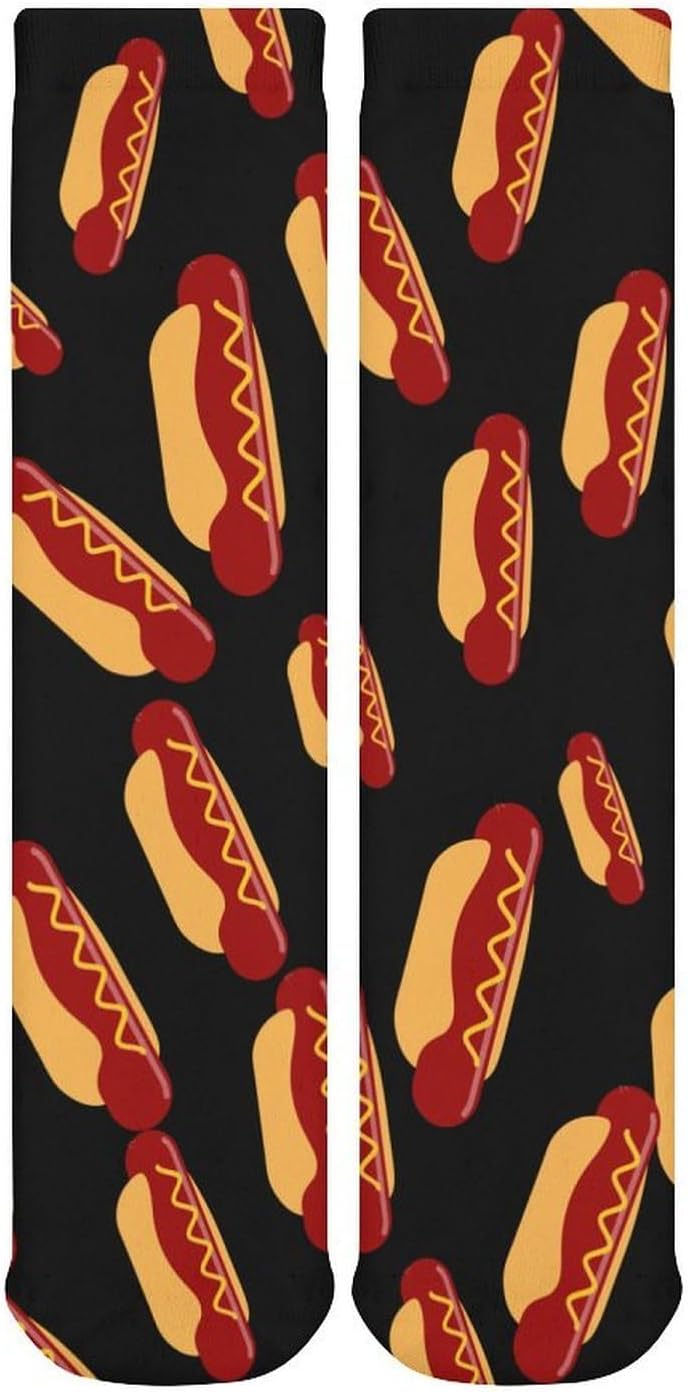 Fastfood Hot Dog Knee High Socks Casual Long Stockings Over Calf Sock Tube for Women Men