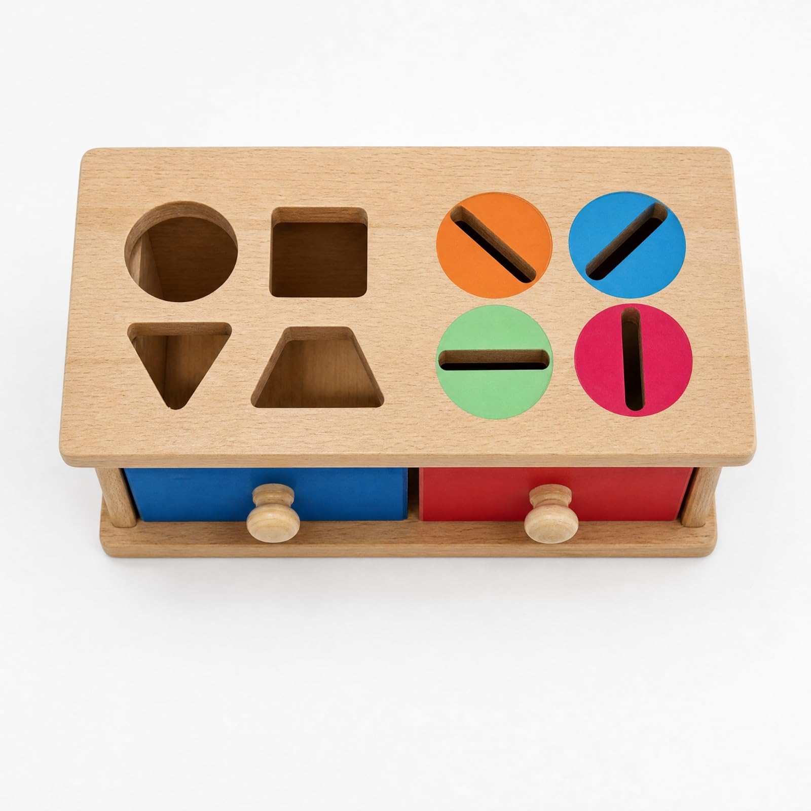 Qianly Boîte à Formes en Bois Hêtre Coloré Ludique, Boîte D'apprentisge Pièces Géoméques en Bois, Intactif, J Éducatif, École Matnelle