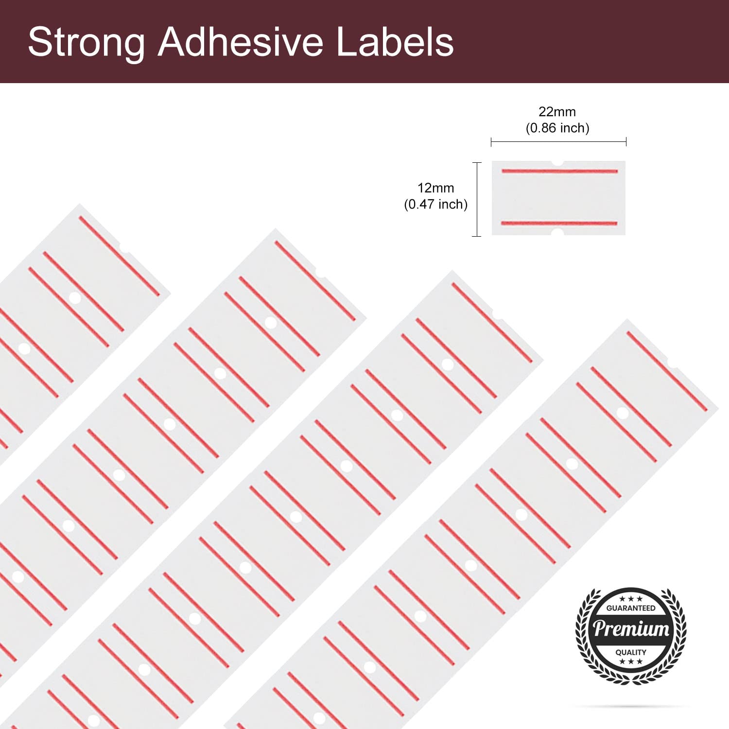 Snapklik.com : Double Red Line Labels - 10,000 White Blank Price And ...