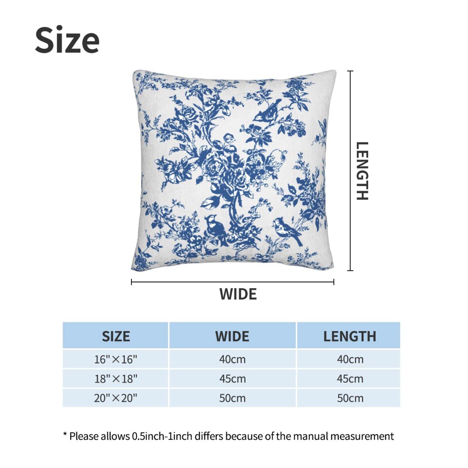 Amazon.co.jp: Wsunsal ブルーとホワイトの花柄クッションカバー