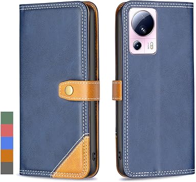 Mobile Phone Case for Xiaomi 13 Lite Leather Case for Xiaomi 13 Lite Flip Case with Card Slot Stand Protective Case Soft Silicone Cases for Xiaomi 13 Lite Blue
