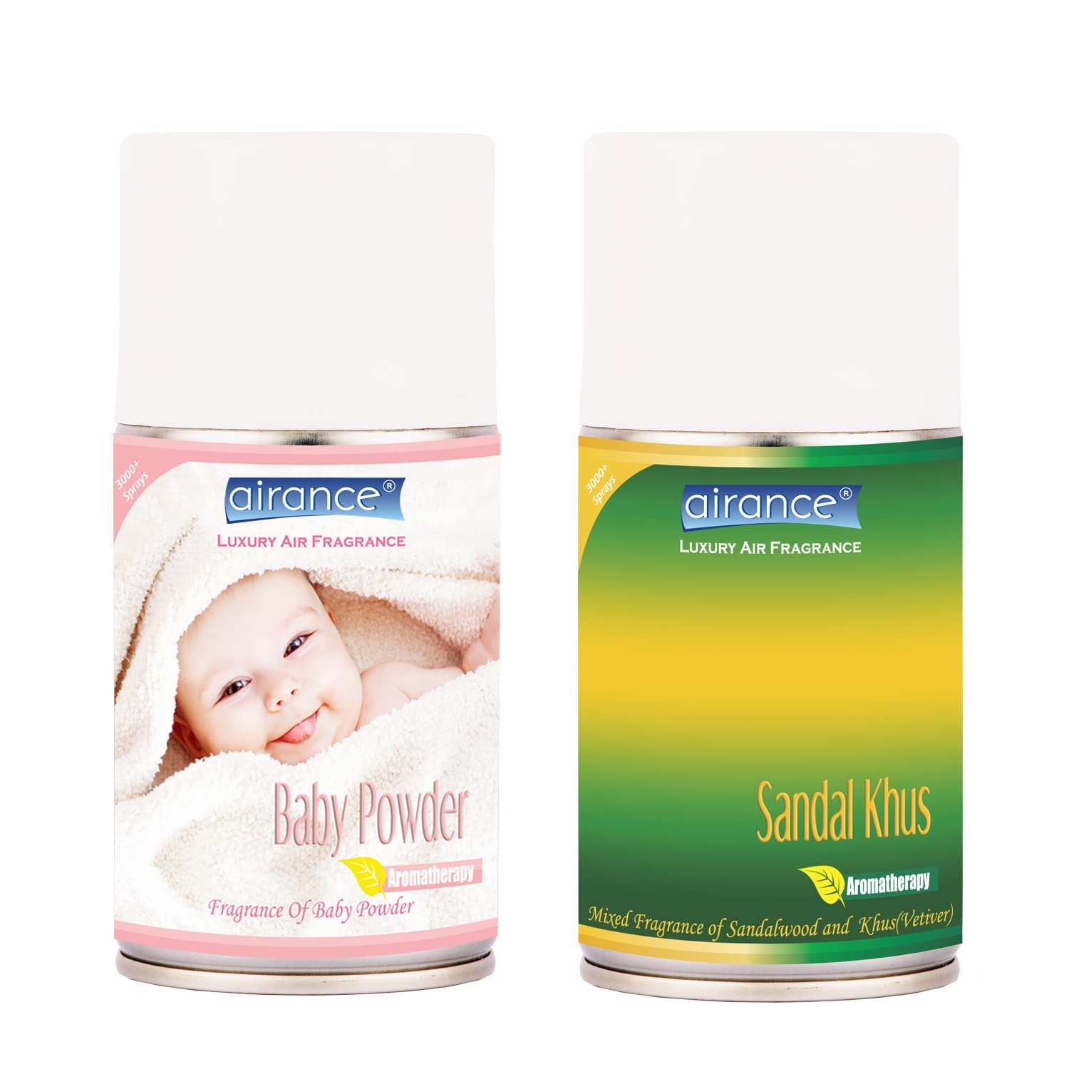 Airance Air Freshener Spray Baby Powder & Sandal Khus - 250 ML - 3000+ Sprays - Fits Almost All The Dispensers-image-17