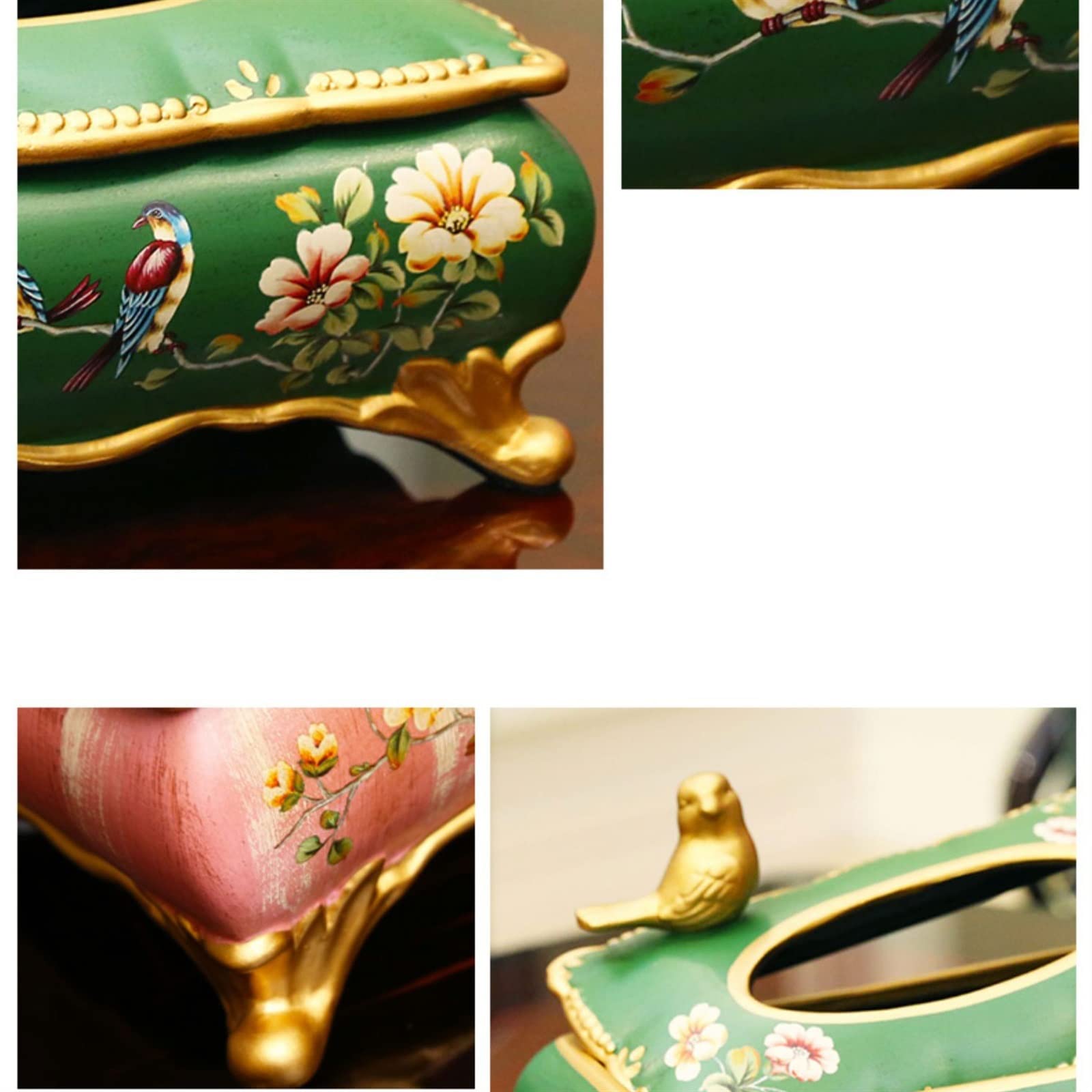 Portafazzoletti Multifunzionale Porta fazzoletti Scatola porta fazzoletti in ceramica dipinta a mano retrò in stile cinese Soggiorno Camera da letto Decorazione desktop for ufficio Coperchio della sca