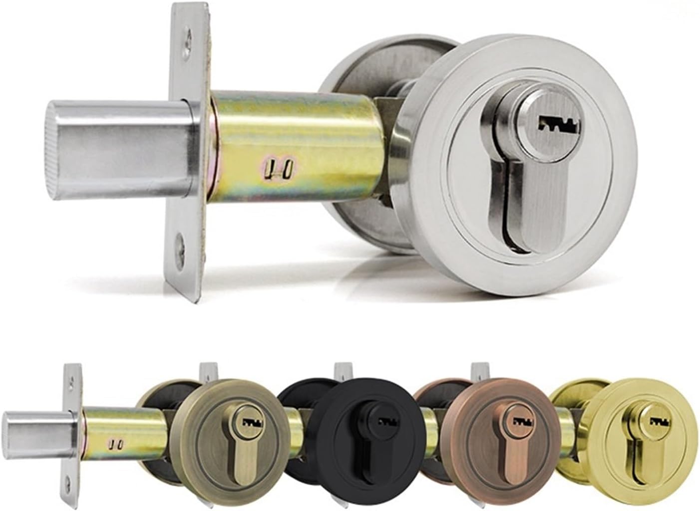 Zinc Alloy Dull Lock Double-Sided Invisible Door Lock Indoor Auxiliary Lock Wooden Door Secret Door Lock Channel Single-Sided Lock(Red Bronze)