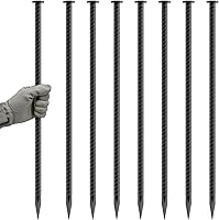 Vista 8 de Estacas de viento para trampolín de 16 pulgadas, 3/8 pulgadas de diámetro, resistentes en forma de U, estacas de valla para suelo, kit de anclaje