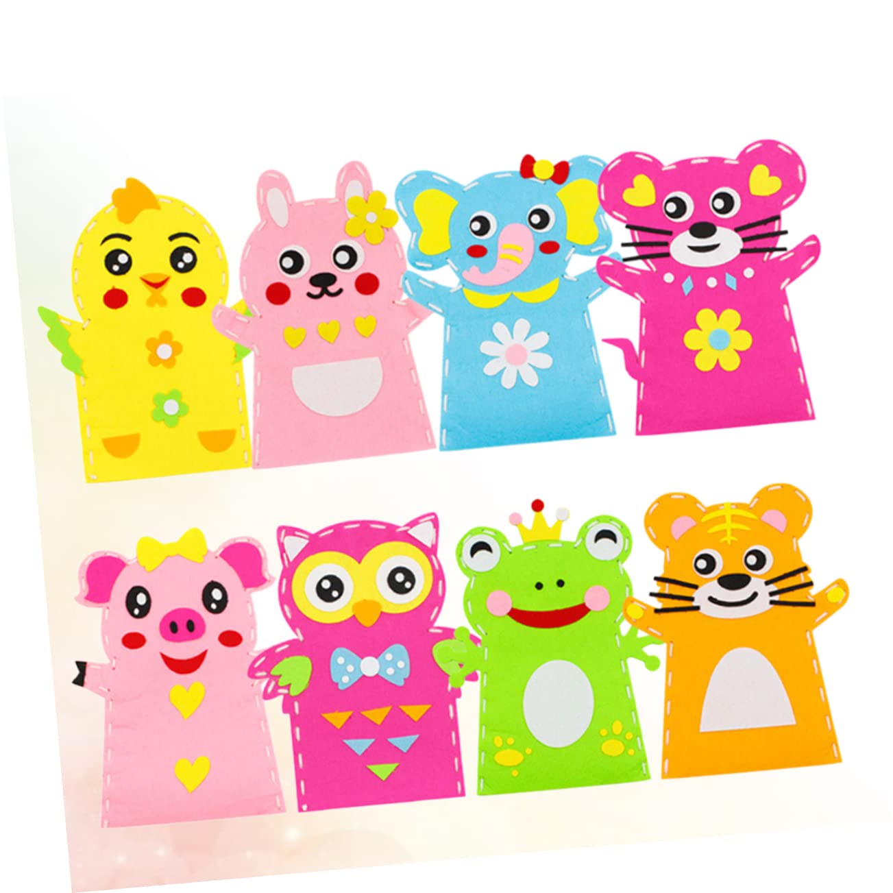 KOMBIUDA Finger Family Puppets Craft Set Puppet Making Kit 8pcs Non-Woven Fabric for Kids
