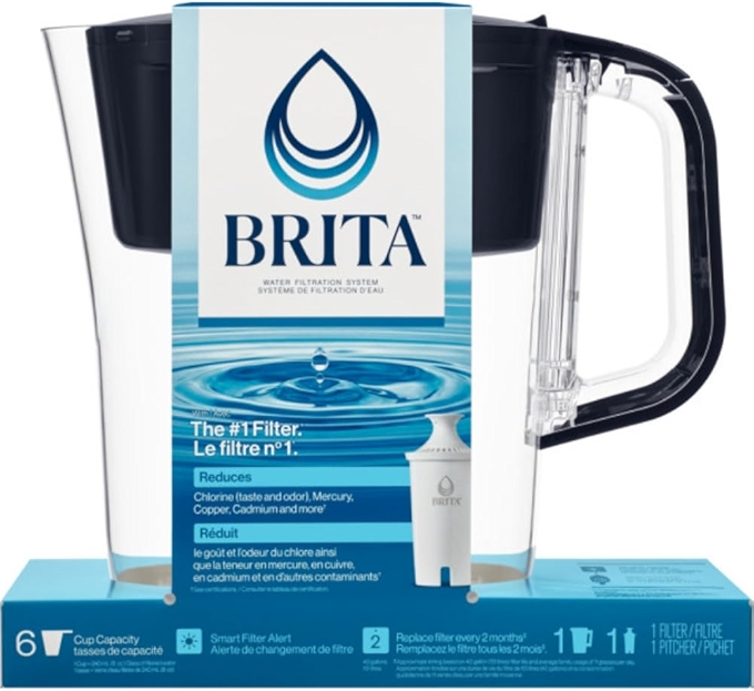 Brita 6-Cup Filter Pitcher with Smart Light Indicator - Black