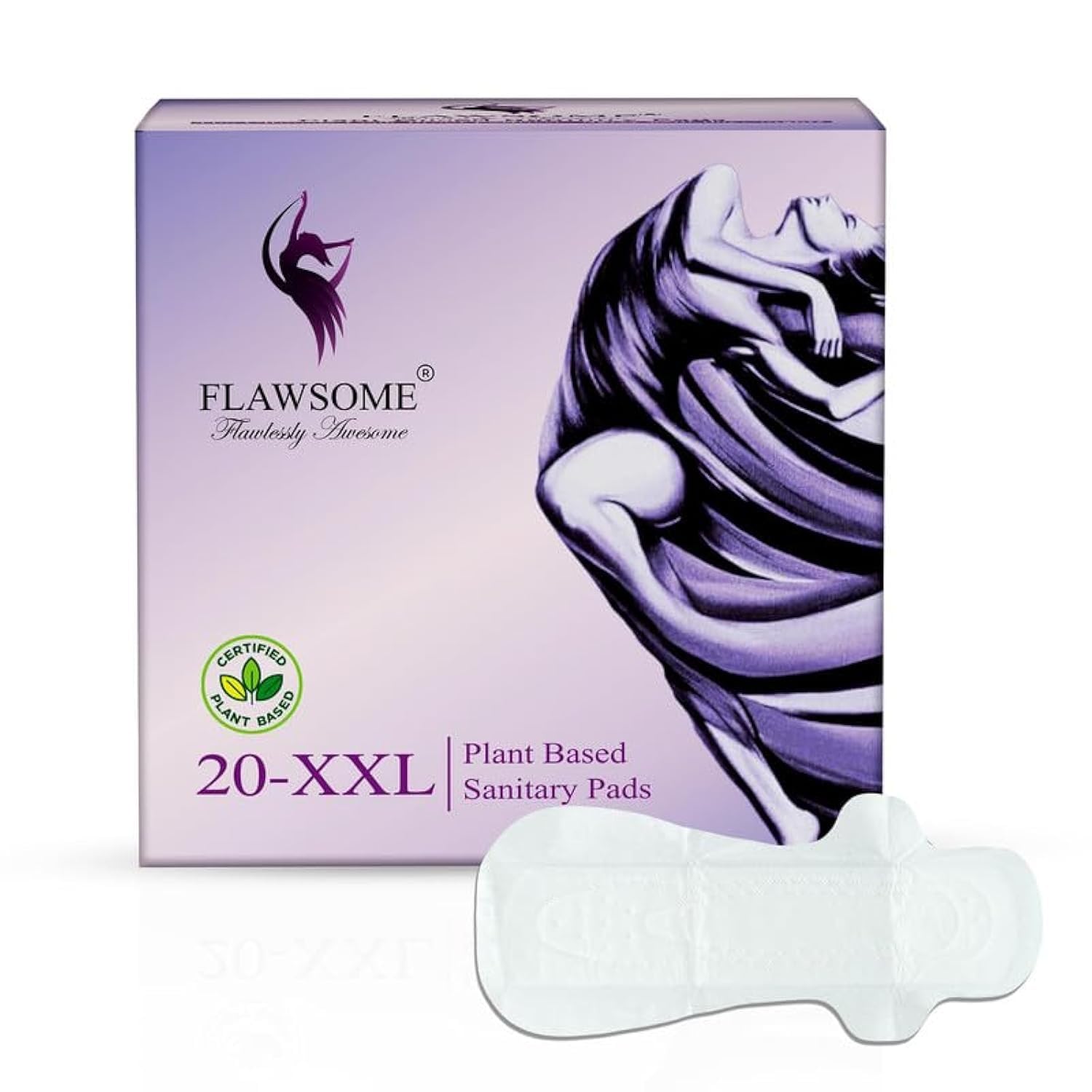 Flawsome Sensitive Sanitary Pads | Certified 100% Rash-Free by Gynecologist | Natural Plant Top Sheet | Odour Free | No Chlorine | With Paper Disposal Pouches | No Chemicals | Size - XXL | Pack of 20 (B0CY625949) Amazon Price History, Amazon Price Tracker