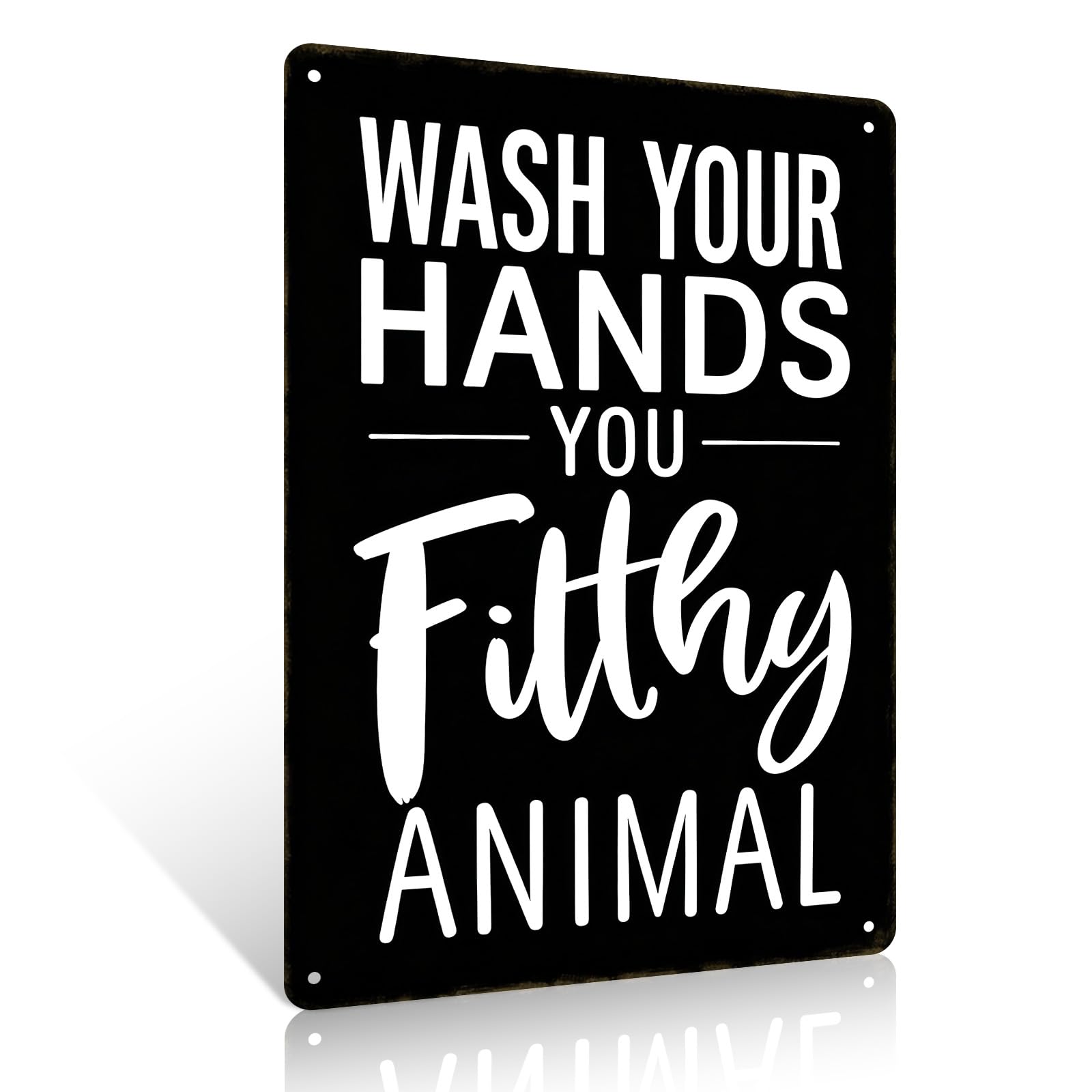 Funny Bathroom Quotes Metal Sign 8x12 inch Wash Your Hands Vintage Tin Sign Wall Art Decor For Guest Bath Office Restroom Kid's Washroom