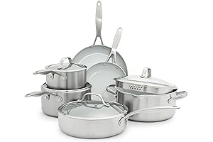 GreenPan Venice Pro Stainless Steel Healthy Ceramic Nonstick 10-Piece Cookware Set
