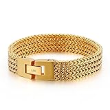 18K gold mesh Cuban bracelet, fashion accessory, suitable for both men and women, birthday gift, hip-hop jewelry, solid tennis bracelet, Miami style Father's Day gift (18K Gold)