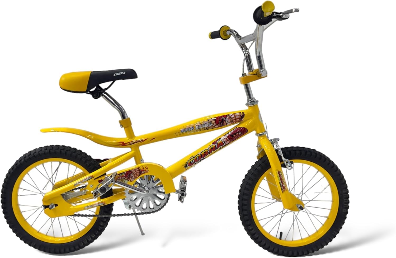 Cobra Kids Bike 8-11 Years Old, Adjustable Seat, Double Brake, 16 Inch with Training Wheels, Yellow, Gift for Kids, Count 1.0, Kids : Buy Online at Best Price in KSA