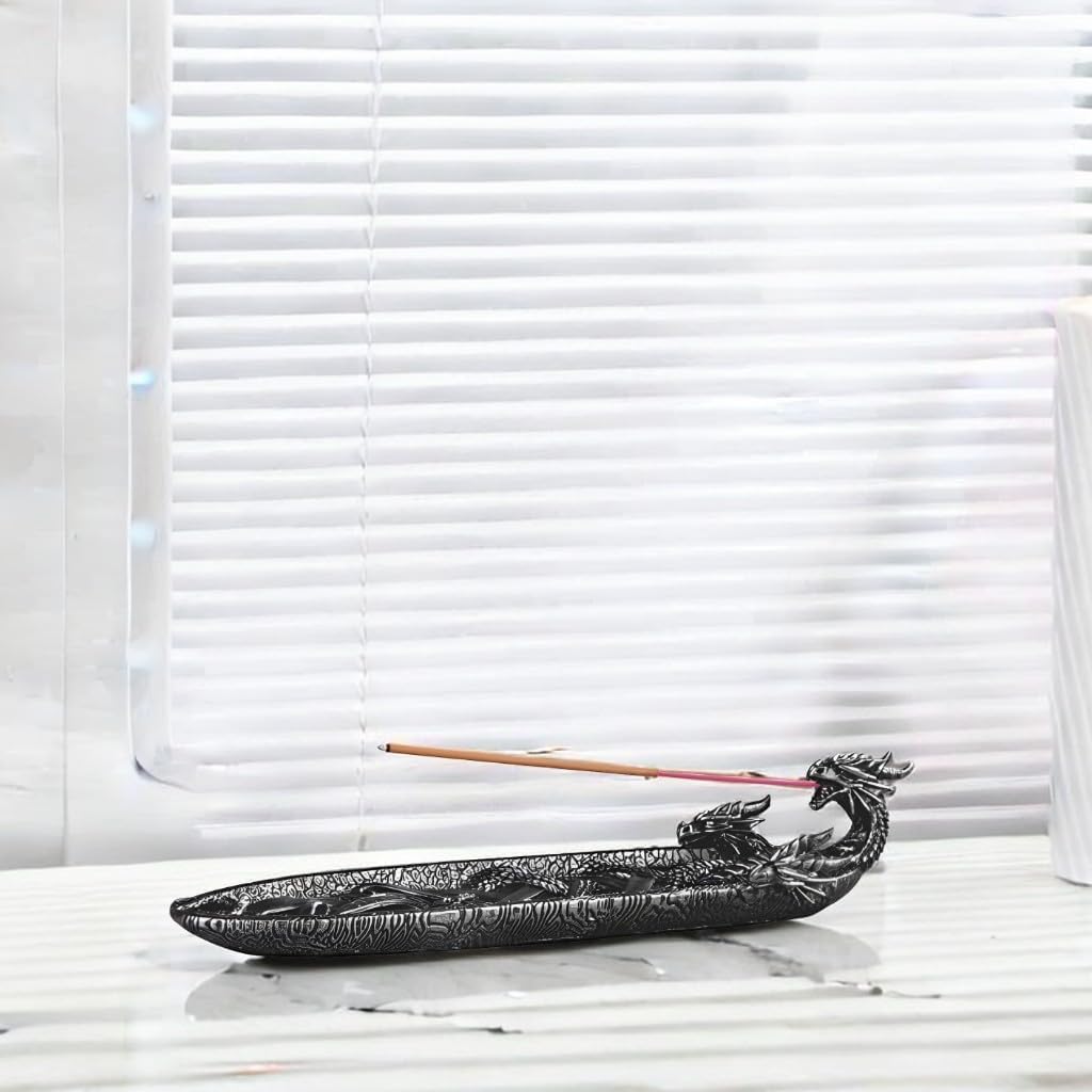 ICE Armor 9.75" W Black Twin Dragon Gothic Incense Burner Decorative Incense Holder Statue – Decorative Incense Holder Home Decor