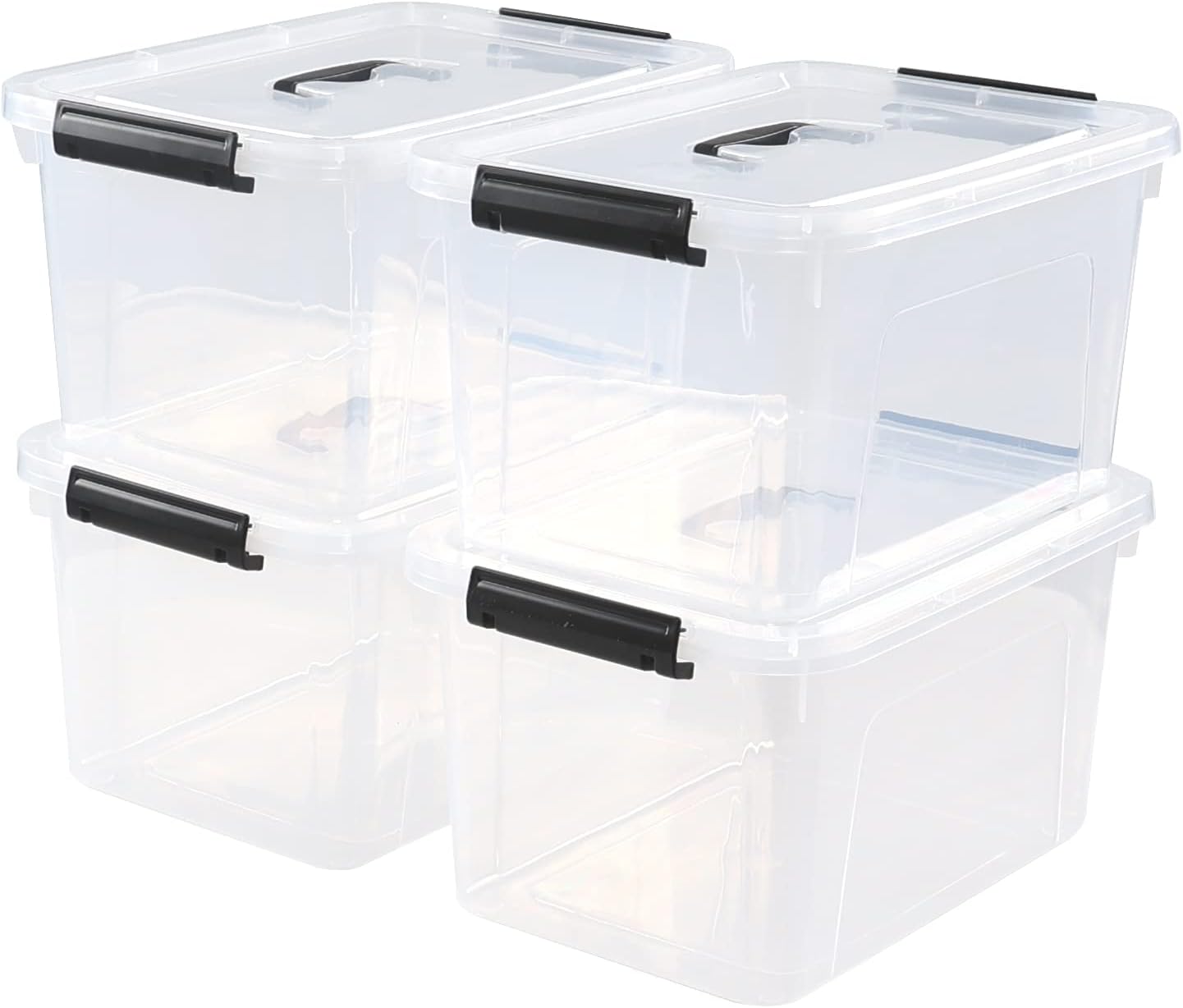 Esdiplot 4 Pack 17.5 L Clear Plastic Storage Box with Handle, Stackable Latching Container Bins with Lid