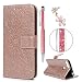 Produktbild iAdvantec Huawei Y6 2018 / Huawei Honor 7A Hülle Case, Filp PU Leder Wallet Handyhülle Flipcase : Bookstyle Sonnenblume Tasche Schutzhülle in Roségold + Pen + Plug