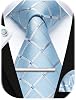 HISDERN Men's Plaid Tie and Pocket Square Set Handkerchief Cufflink Tie Clip Set Formal Wedding Party Gifts Necktie For Men