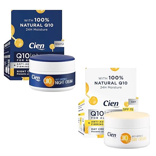 :Set de 2 Cremas Cien Q10 Antiarrugas Noche y Día con Vitamina E - 50 ml