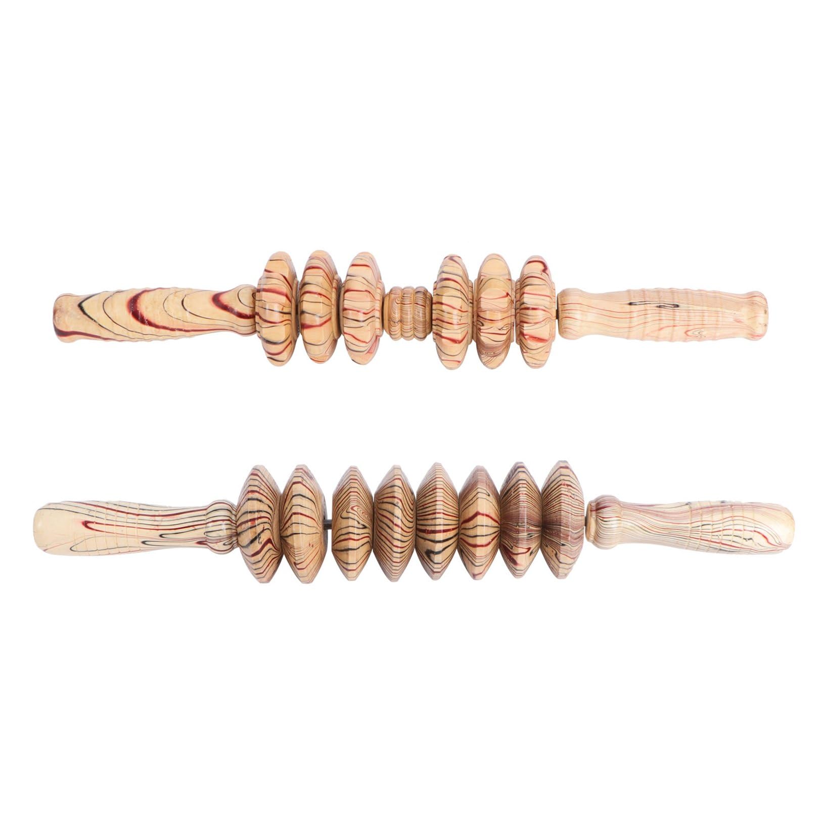 Holz Massageroller 2 Stück mit Neun Rollen für Bauch und Hüfte