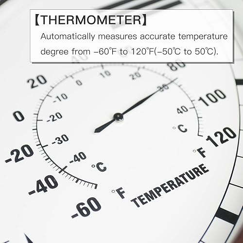 Miniatura 3 de BESTIME MT-32 Reloj de pared de metal de doble cara tres en uno. Silencioso, fácil de leer, relojes colgantes antiguos, jardín, interior, exterior,