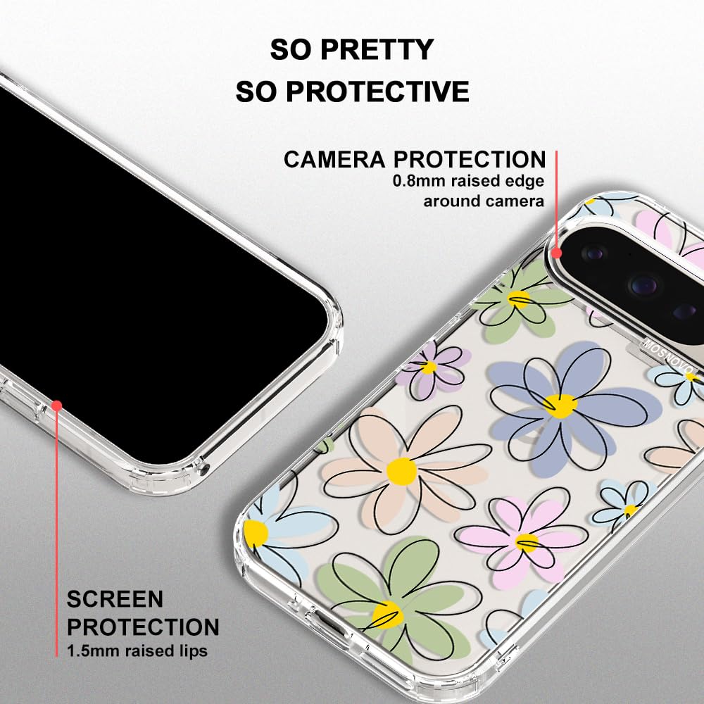MOSNOVO Case for Google Pixel 10 & Pixel 10 Pro, [Buffertech 6.6ft Military-Grade Drop Protection] [Anti Peel Off Tech] Clear TPU Bumper Phone Case Cover Design - Cute Cherry — view 17