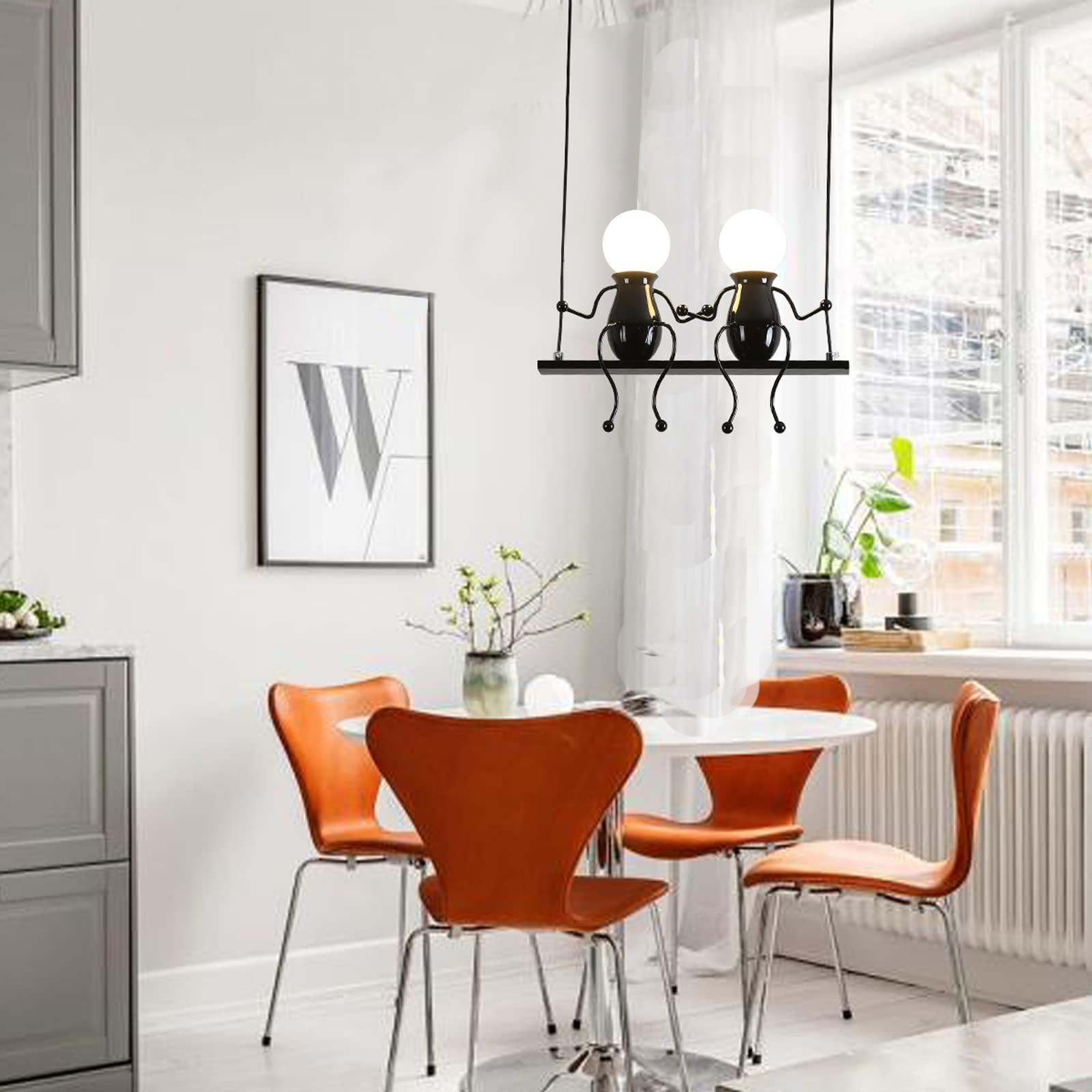 YOXANG Creatief LED Hangverlichting Modern Kleine Mensen Hanglamp Instelbaar Hangende Lichten voor Eetkamer Decor Ijzer Cartoon Kroonluchters Plafondverlichting 1×E27 MAX 40W Bakken Verf (One, Wit YOXANG Creatief LED Hangverlichting Modern Kleine Mensen Hanglamp Instelbaar Hangende Lichten voor Eetkamer Decor Ijzer Cartoon Kroonluchters Plafondverlichting 1×E27 MAX 40W Bakken Verf (One, Wit