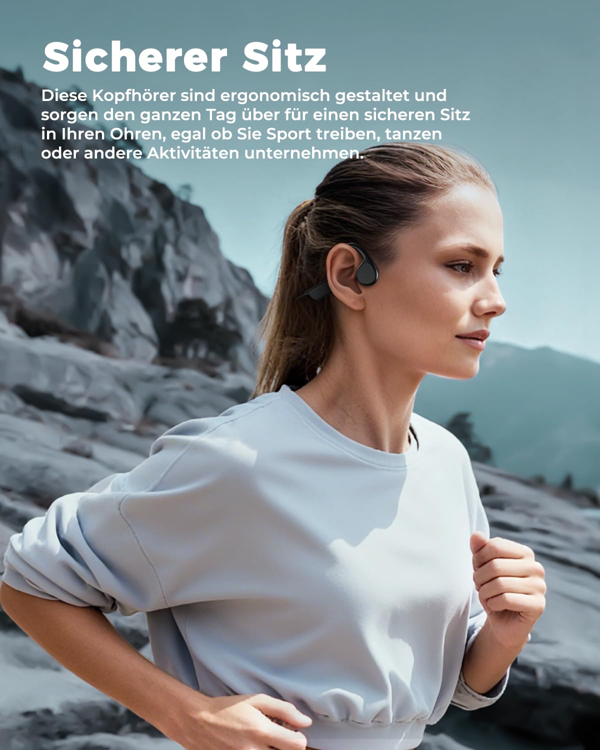 Knochenschall Kopfhörer, Kopfhörer Schwimmen, 32GB MP3 Speicher, Open Ear Kopfhörer Bluetooth 5.4, IPX8 Wasserdicht, 10 Stunden Spielzeit, Schwimmen, Laufen