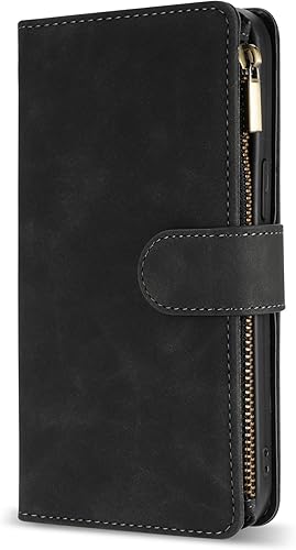 Miniatura 10 de ZZXX Funda para Samsung Galaxy A53 5G con ranura para tarjeta de bloqueo RFID, piel sintética suave de alta calidad, con cremallera, con correa para