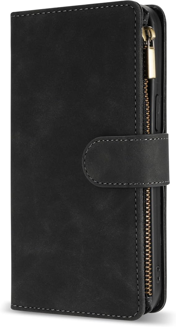for Google Pixel 6 Wallet Case Zipper Pocket 6.4 inch,Black