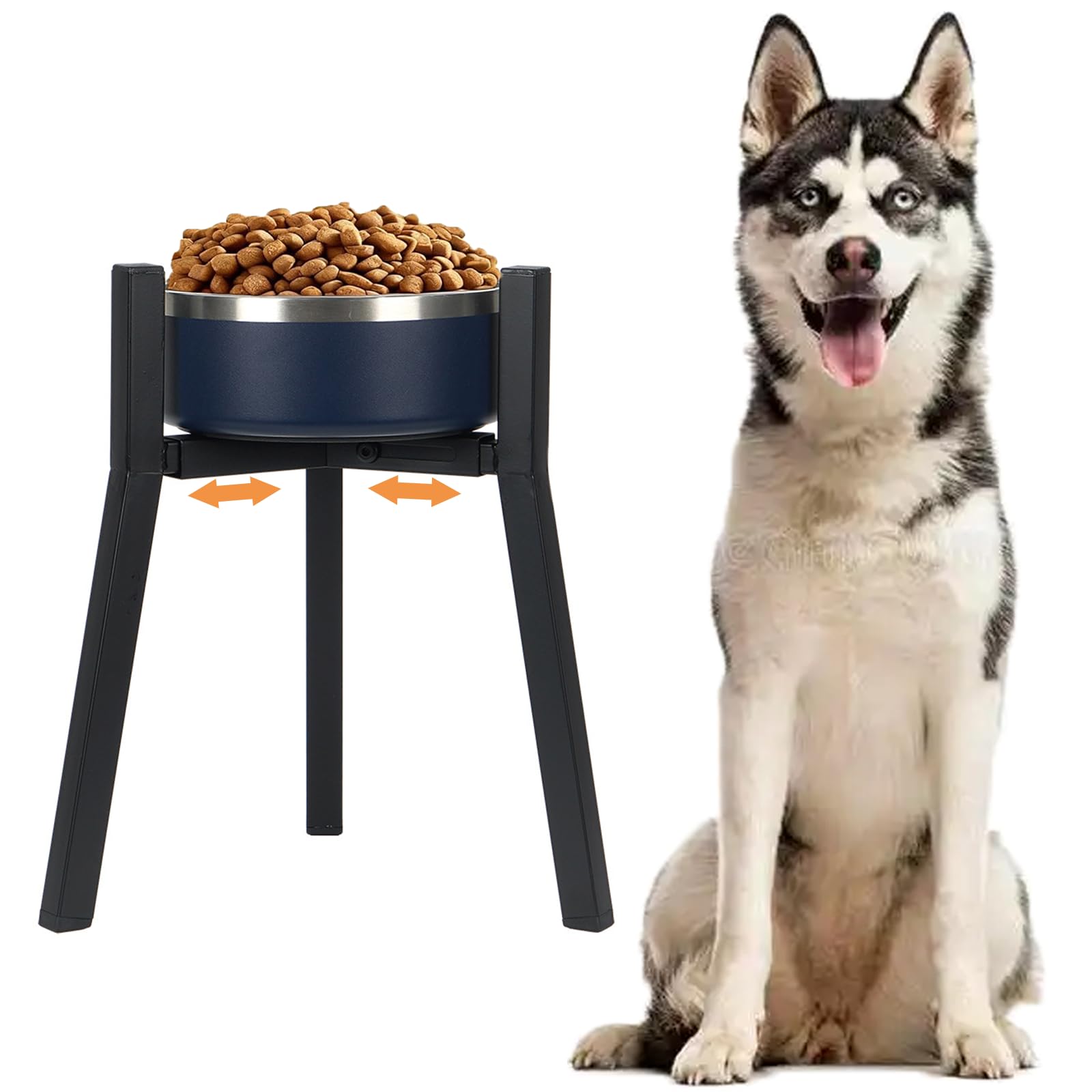 Support Gamelle Chien Surélevé, Réglable en Largeur, Gamelle Surélevée pour Chien, Convient aux Bols de 17 à 27 cm, Hauteur 24 cm（sans gamelles）