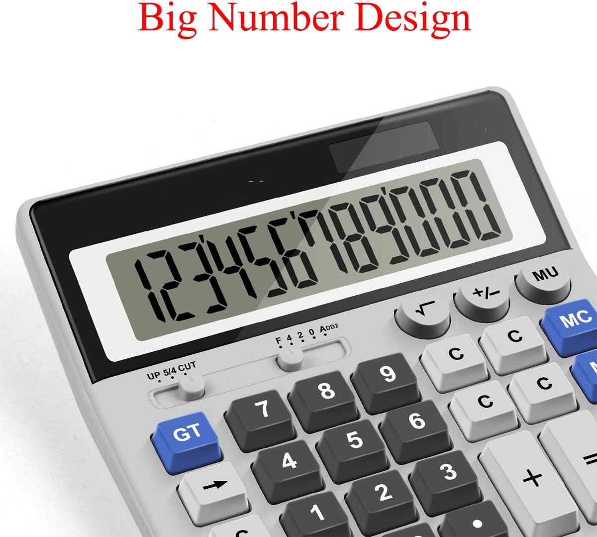 GenericABCDEFG Calculators, Large Key Calculators Office Desktop Calculator, 12 Digit Large LCD Display, Function Electronic Calculator,Button Battery and AA Battery Powered