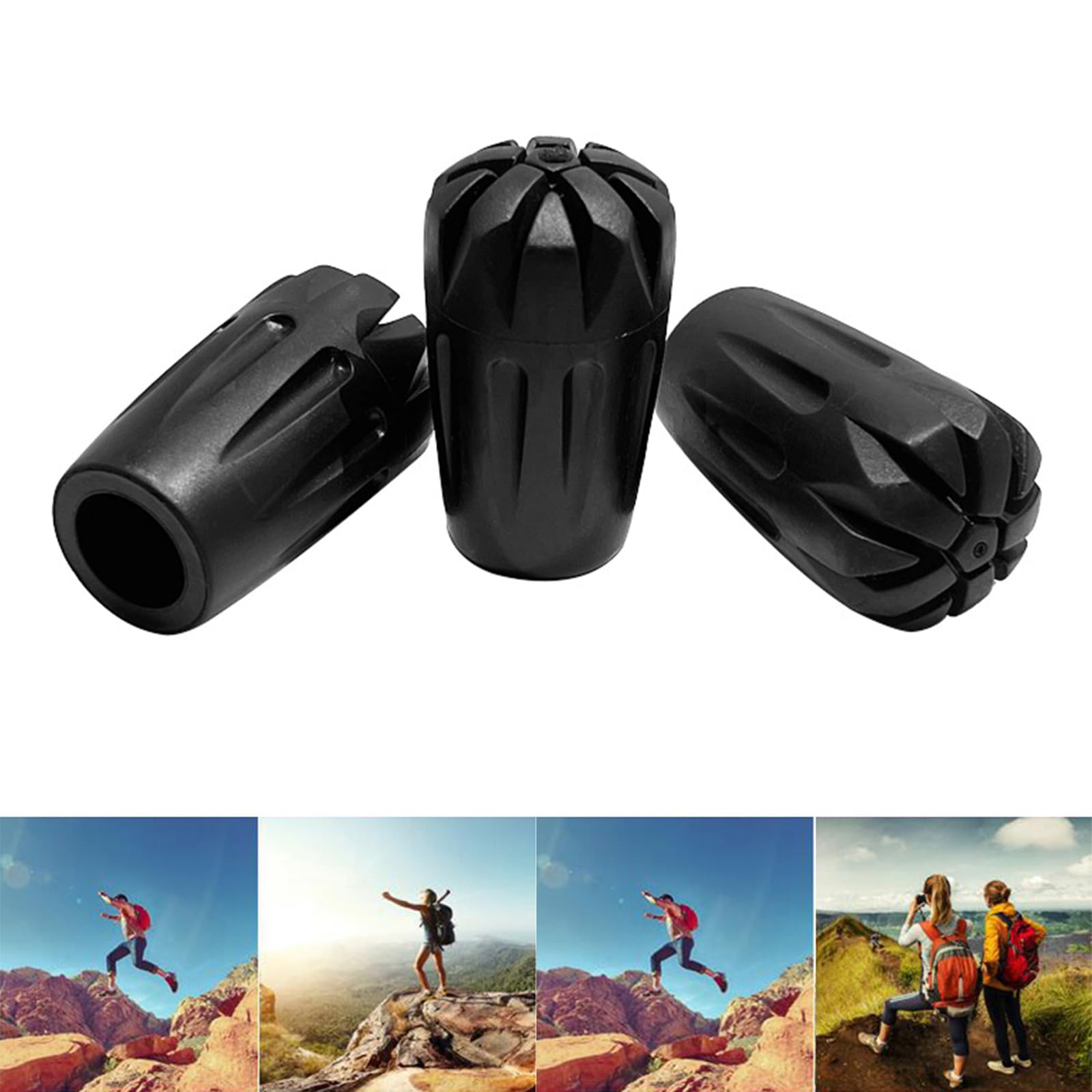 Laikoutd 20pcs Walking Pad Antiskid Hiking Poles Caps Replacement Reinforced Rubber Tip for Trekking Poles and for Hiking Stick