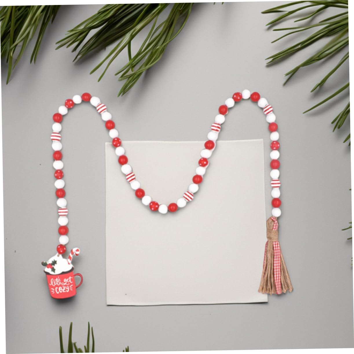 IMIKEYA 2pcs Colorful Wooden Bead Garland Tassels Festive Decorative Beaded String for Christmas Home Decor DIY Projects