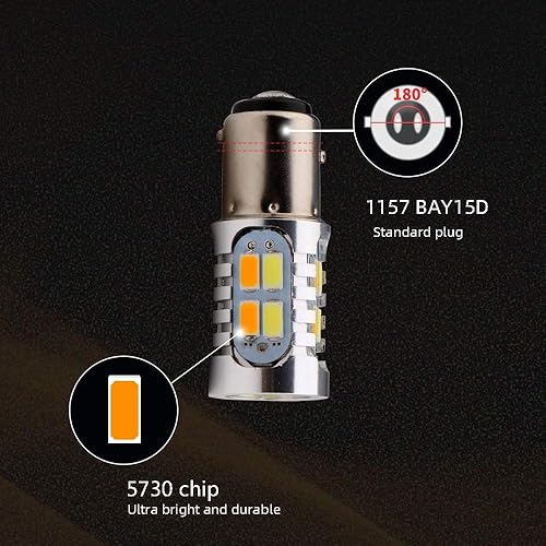 Miniatura 10 de Grandview - 4 bombillas LED superbrillantes de 400 lm, 3157, color ámbarblanco, 5730, 20SMD, 12 V, 3457, 3155, 4057, 4057, 3047, 3057, 6500 K-8000 K