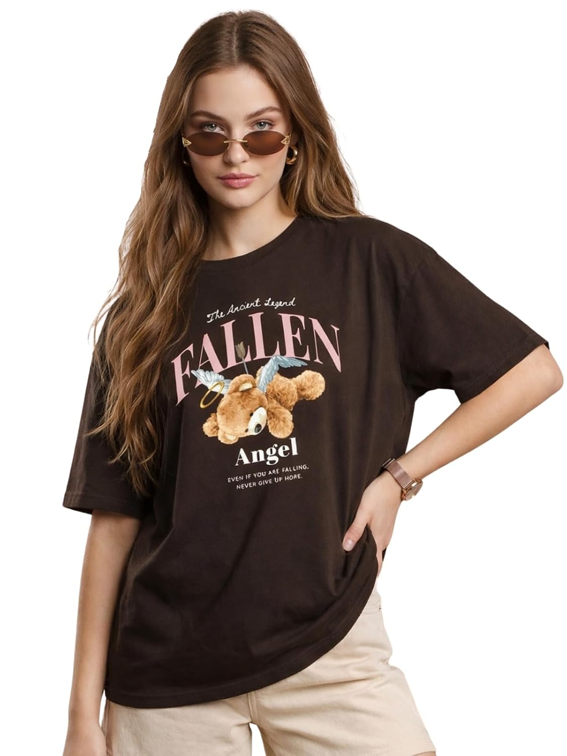 JUNEBERRY ® Women’s Pure Cotton Oversized Baggy Fit Drop Shoulder Half Sleeve Round Neck Front Chest Printed T-Shirt (Size... - Review, Price and Buying Guide
