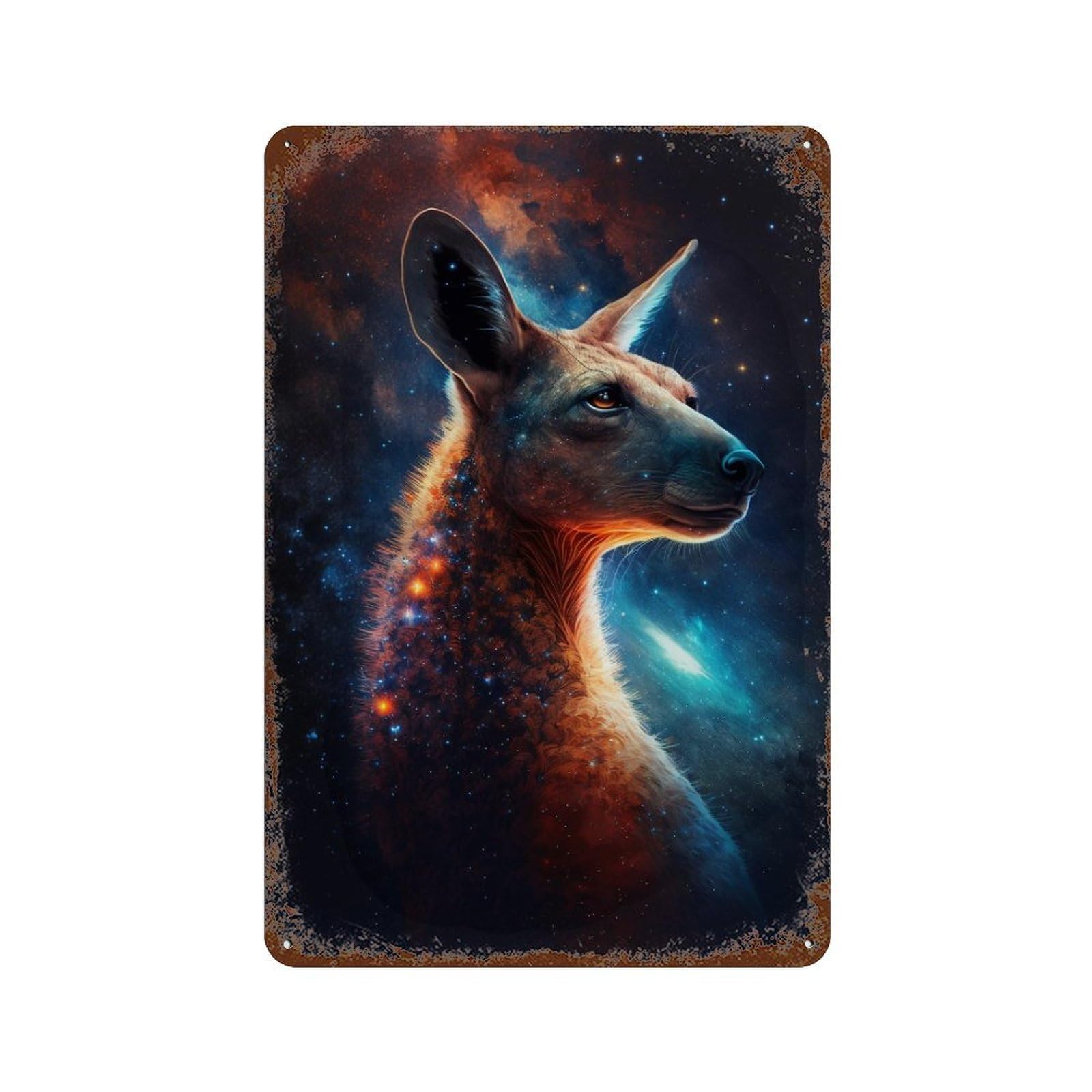 Retro Metal Sign with Cosmic Kangaroo Portrait-1 Design 11.8"x7.9", for Shed, Workshop And Garage Wall Decor, Industrial Home Decor