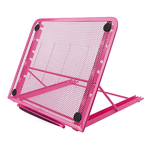 Preisvergleich Produktbild Laptopständer, belüftet, verstellbar, Metall Ineinander Notebook Standplatz, 24x19CM / 9.45x7.48Inch (Rose rosa)
