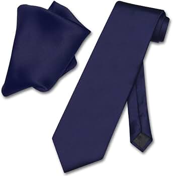 Vesuvio Napoli Solid NAVY BLUE Color NeckTie & Handkerchief Men's