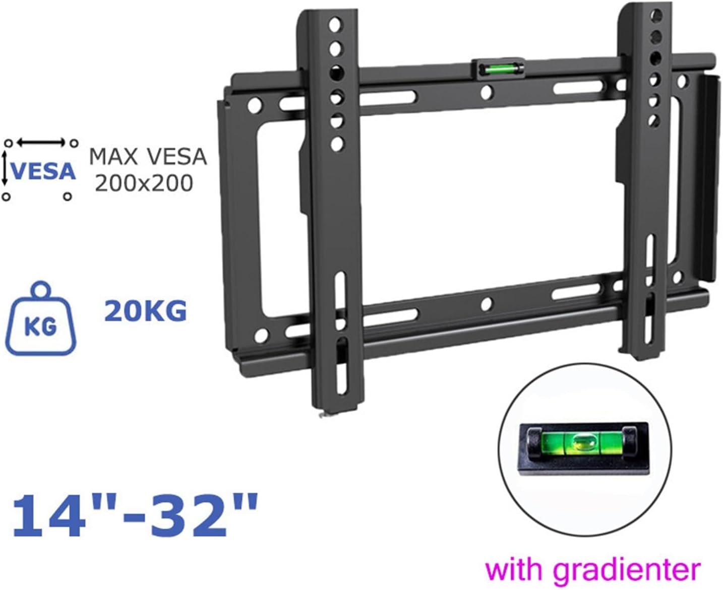 For 14-32 Inch TV Rack VESA 200X200mm Fixed TV Wall Mount Monitor Holder Adjustable TV Mount Bracket(14-32inch)