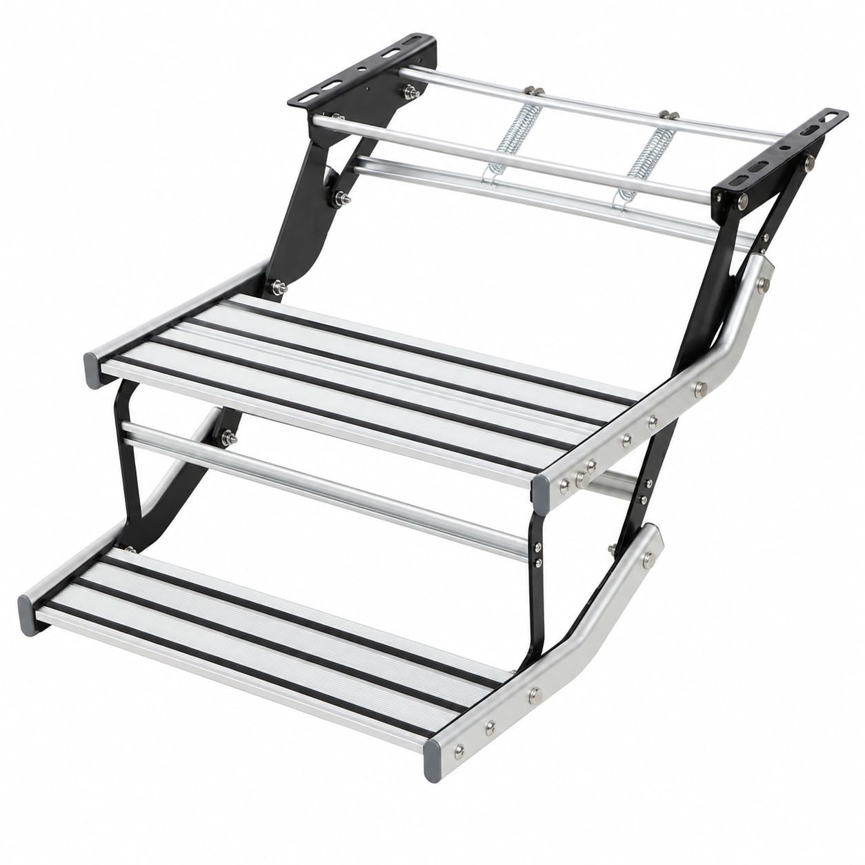Gradino per roulotte, 2 gradini, pieghevole, in lega di alluminio, estensibile, antiscivolo, fino a 200 kg, 55 x 88 x 44 cm, aiuto per l'ingresso per roulotte, barca, yacht