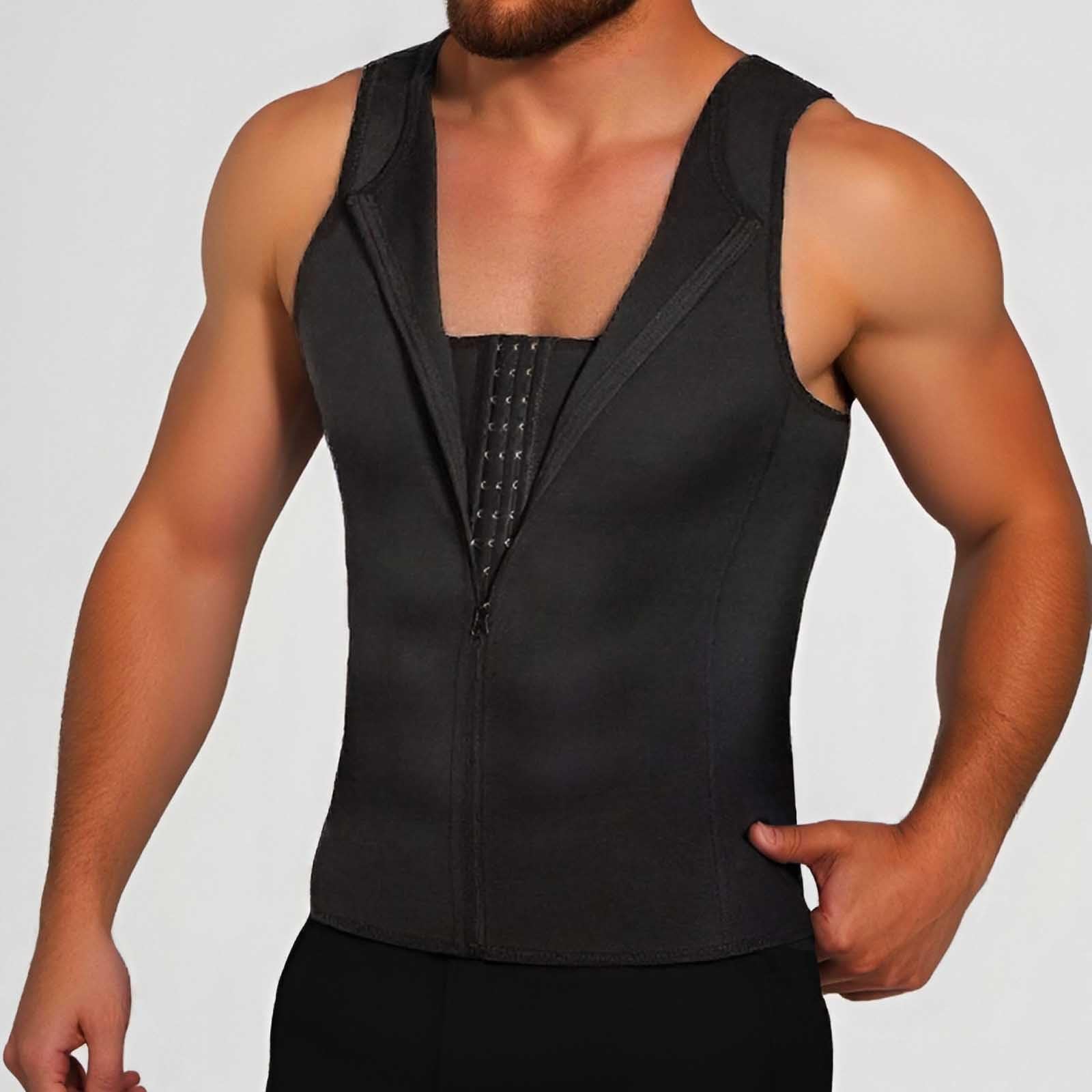 Gaine Homme T-Shirt Compression Tee Shirt Amincissant T Débardeur Coton sans Manches Debardeur Ventre Plat sous Vetement Sport Amincissante Tshirt Gainant Vitafit Haut Powerfit