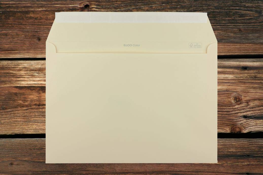 Elco Color Briefumschläge mit Fenster/hell - chamois / 229 x 324 mm (C4) / mit Abziehstreifen/Versandtasche/haftklebend / 250 Stück