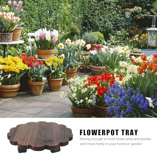 Support à pots de fleurs mobile en bois marron plateau robuste esthétique