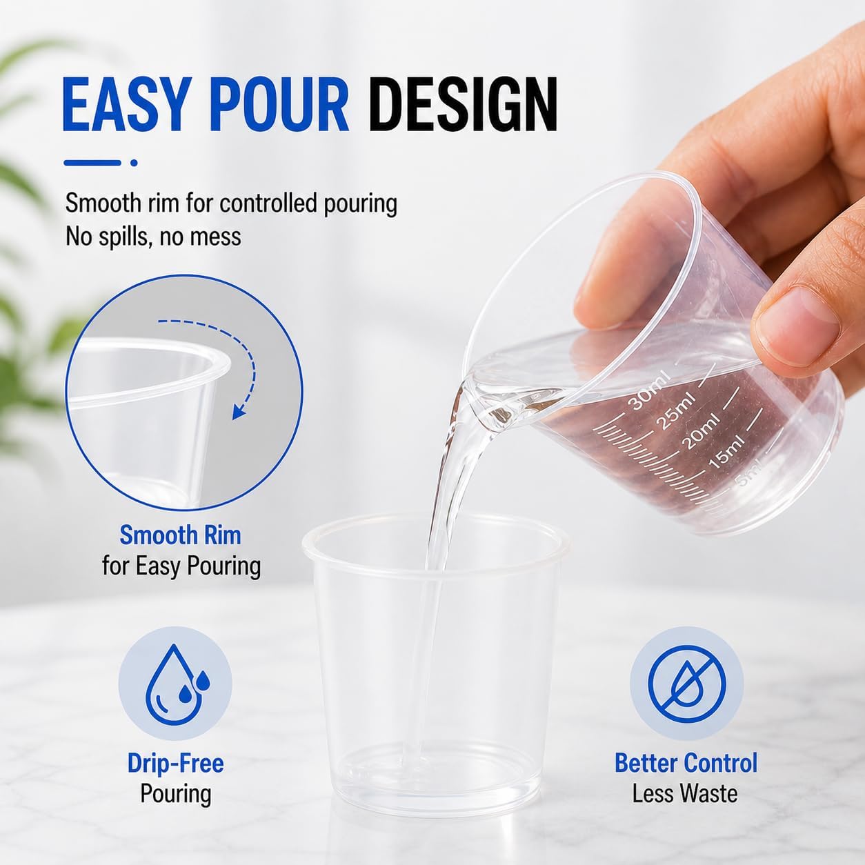 10pcs 30ml Plastic Liquid Measuring Cups Transparent Clear Plastic Graduated Kitchen Cooking Medicine Measure Tool