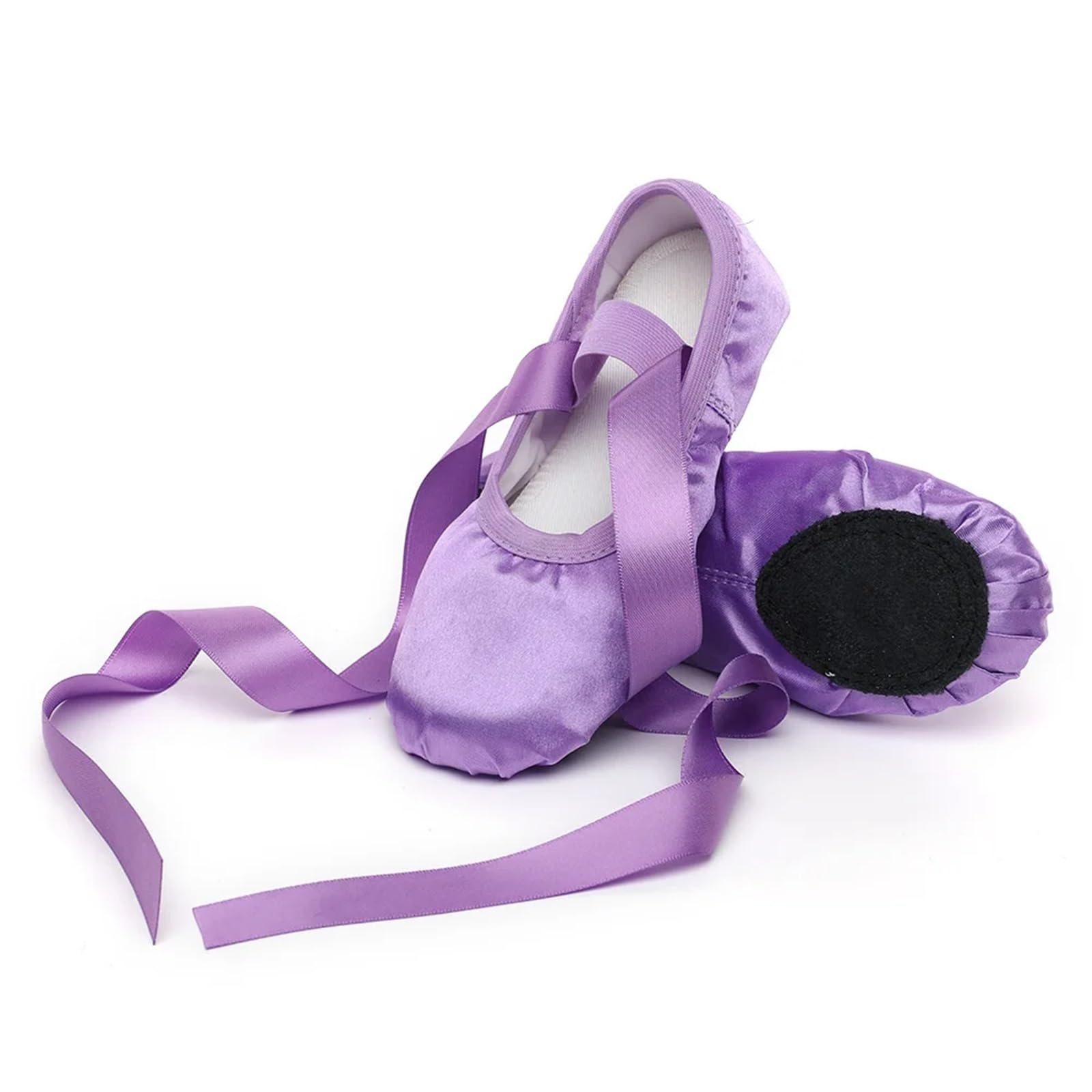 YGSGJSP Ballet shoes Girls Pink Dance Wear Satin Ribbon Soft Sole Ballet Shoes(Violet,31)