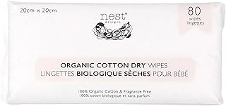 Nest Designs Organic Cotton Dry Baby Wipes for Sensitive Skin, Chemical-...